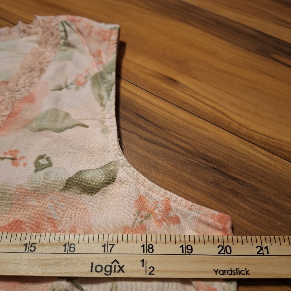 Vtg Norton pink green lace cottage fairy core L linen blend camisole tank top - Picture 8 of 9